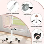 Sedia da scrivania senza braccioli FurnitureR con ruote, sedia girevole compatta regolabile in altezza per studio e computer con schienale traspirante, rosa