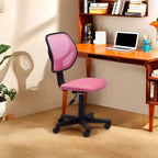 FurnitureR Sedia da scrivania in rete senza braccioli, ergonomica regolabile a mezza altezza compatta girevole per computer, per ufficio, studio, lavoro, rosa