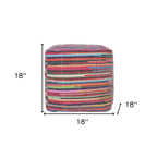 HomeRoots Pouf-Ottoman a Cubo a Righe in Cotone Rosso e Nero 18