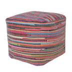 HomeRoots Pouf-Ottoman a Cubo a Righe in Cotone Rosso e Nero 18
