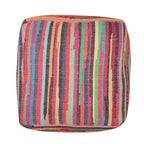 HomeRoots Pouf-Ottoman a Cubo a Righe in Cotone Rosso e Nero 18