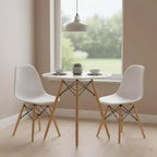 FurnitureR Tavolo da Pranzo Rotondo da 80 cm per 2-4 Persone, Elegante Tavolo Circolare con Gambe in Legno per Cucina, Bar, Sale Ricreative, Bianco