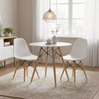 FurnitureR Tavolo da Pranzo Rotondo da 80 cm per 2-4 Persone, Elegante Tavolo Circolare con Gambe in Legno per Cucina, Bar, Sale Ricreative, Bianco