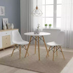FurnitureR Tavolo da Pranzo Rotondo da 80 cm per 2-4 Persone, Elegante Tavolo Circolare con Gambe in Legno per Cucina, Bar, Sale Ricreative, Bianco