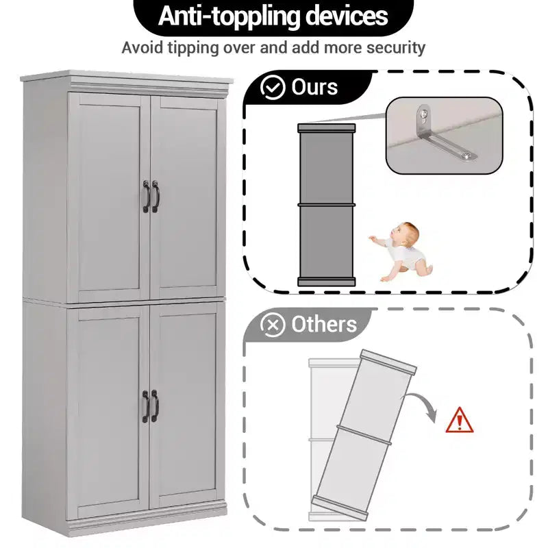 Mobile da cucina autoportante GustoWave, credenza da 70 pollici con ante e ripiani regolabili