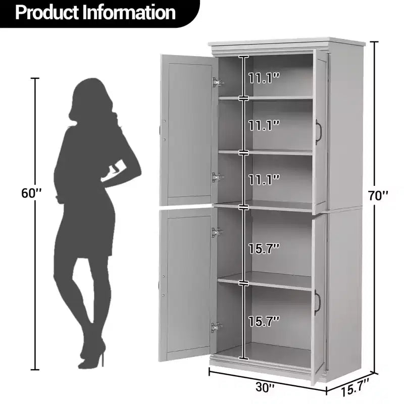 Mobile da cucina autoportante GustoWave, credenza da 70 pollici con ante e ripiani regolabili