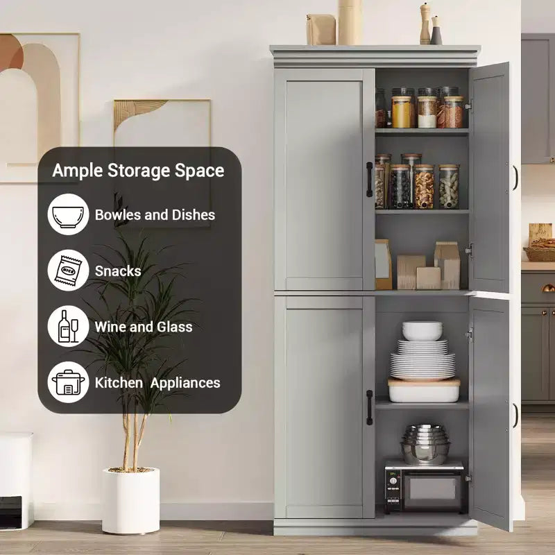 Mobile da cucina autoportante GustoWave, credenza da 70 pollici con ante e ripiani regolabili