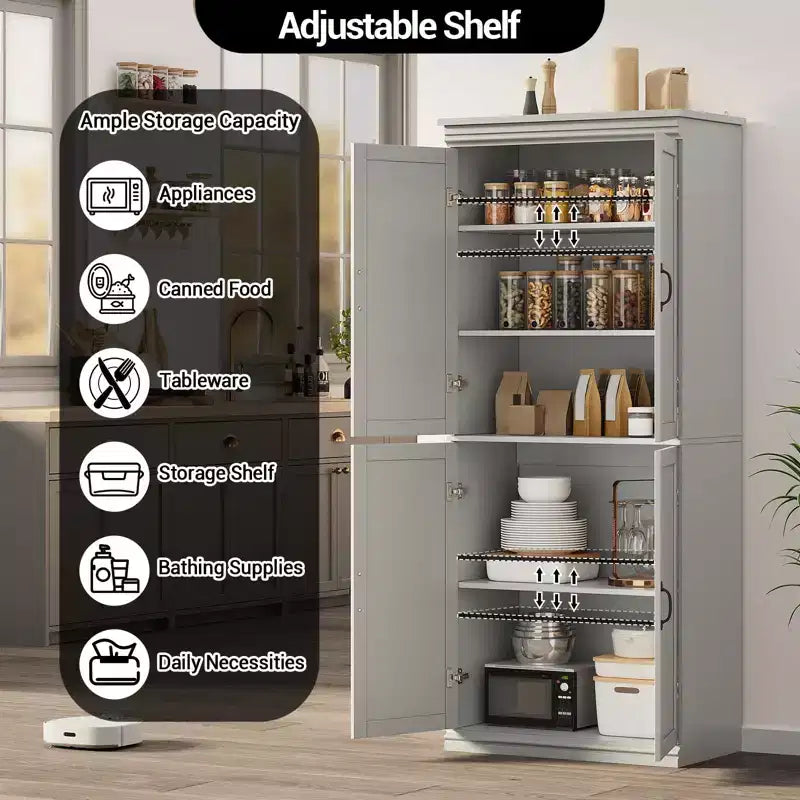 Mobile da cucina autoportante GustoWave, credenza da 70 pollici con ante e ripiani regolabili