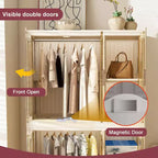 Armadio portatile con 6 ante magnetiche, 6 cubi e 2 aste appendiabiti, include 6 grucce, armadio per vestiti per bambini, bianco