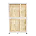 Armadio portatile con 6 ante magnetiche, 6 cubi e 2 aste appendiabiti, include 6 grucce, armadio per vestiti per bambini, bianco