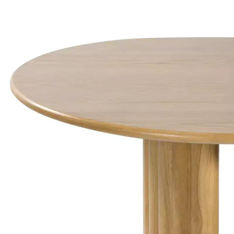 PexFix 79 Tavolo da pranzo ovale per 6-8 persone con bordo a forma di arco e base a strisce, tavolo da cucina moderno in stile rustico per soggiorno e sala da pranzo, colore naturale