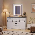 Toeletta da camera da letto con specchio, toeletta con specchio per trucco illuminato, toeletta in stile rustico moderno, adatta per camera da letto/soggiorno