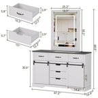 Toeletta da camera da letto con specchio, toeletta con specchio per trucco illuminato, toeletta in stile rustico moderno, adatta per camera da letto/soggiorno