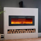 Caminetto elettrico a parete CuisinSmart da 40 pollici, riscaldatore per camino con 750W/1500W, effetti fiamma a 12 colori, telecomando e timer