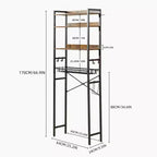 FurnitureR Scaffale portaoggetti da bagno da 4 ripiani sopra il WC, Organizzatore da bagno autoportante con ripiano regolabile e cesto, Salvaspazio sopra il WC, Marrone