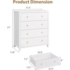 Cassettiera a 4 cassetti Farmhouse 37, armadio alto in legno per cameretta e camera da letto, mobile TV versatile per soggiorno o ingresso