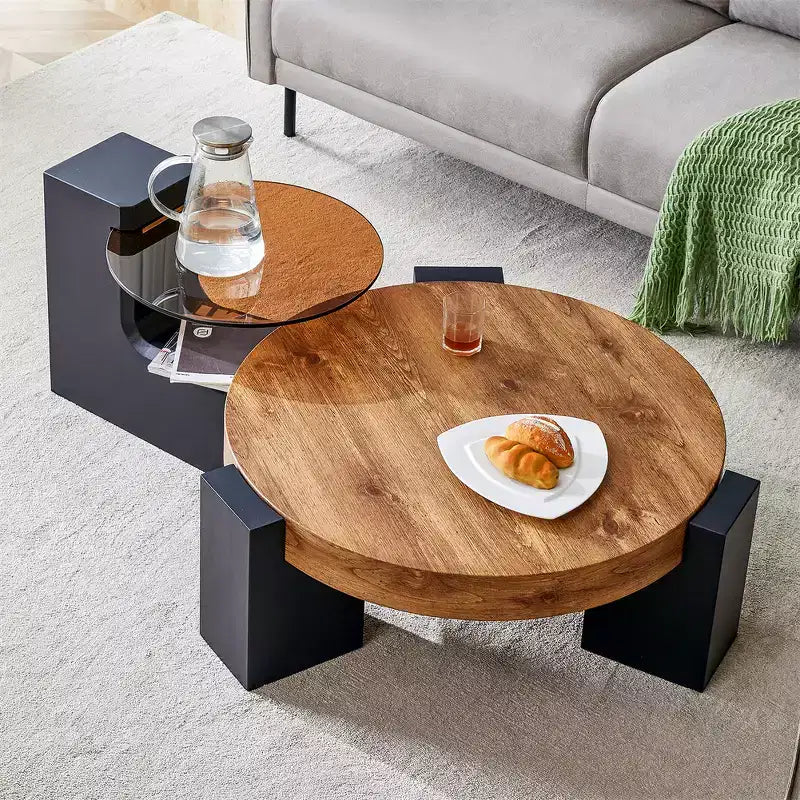 Tavolino da caffè rimovibile a 2 livelli, tavolino salvaspazio per soggiorno/camera da letto