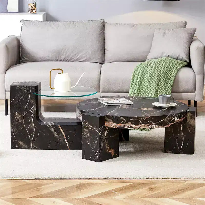 Tavolino da caffè rimovibile a 2 livelli, tavolino salvaspazio per soggiorno/camera da letto