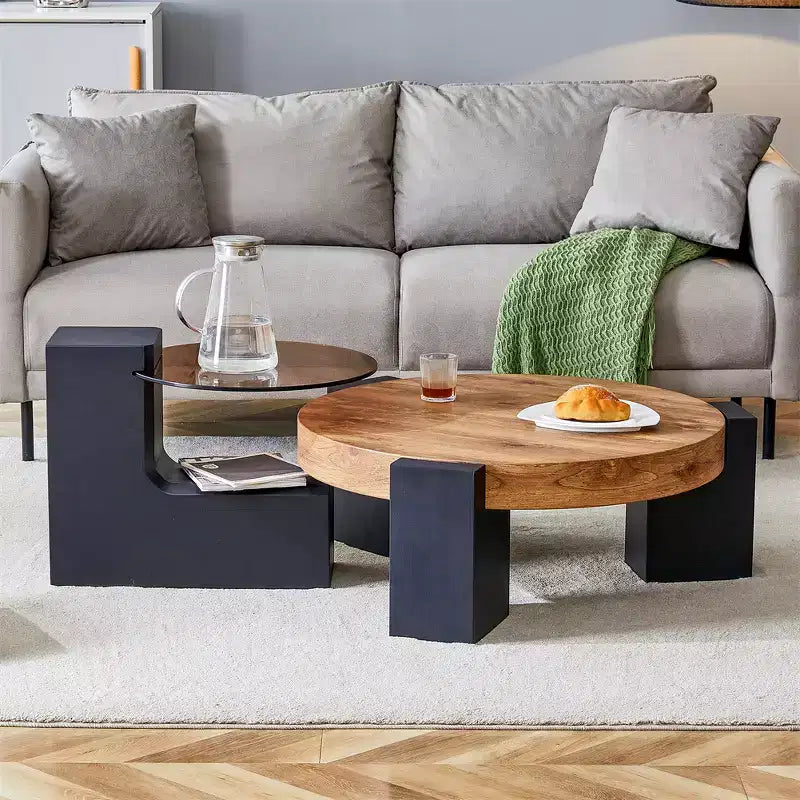 Tavolino da caffè rimovibile a 2 livelli, tavolino salvaspazio per soggiorno/camera da letto