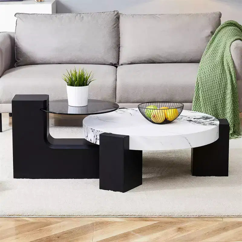 Tavolino da caffè rimovibile a 2 livelli, tavolino salvaspazio per soggiorno/camera da letto
