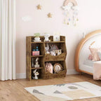 Libreria per Bambini, Mobile Contenitore Giocattoli Alto 91 cm, Espositore Giocattoli a Doppia Faccia a 5 Scomparti con Ampio Ripiano Superiore per Stanza dei Bambini, Camera da Letto
