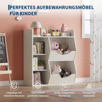 Libreria per Bambini, Mobile Contenitore Giocattoli Alto 91 cm, Espositore Giocattoli a Doppia Faccia a 5 Scomparti con Ampio Ripiano Superiore per Stanza dei Bambini, Camera da Letto