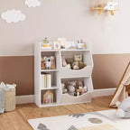 Libreria per Bambini, Mobile Contenitore Giocattoli Alto 91 cm, Espositore Giocattoli a Doppia Faccia a 5 Scomparti con Ampio Ripiano Superiore per Stanza dei Bambini, Camera da Letto