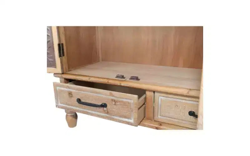 GDFStudio Patel Credenza/Madia Rustica in Legno di Abete da 150 cm con 3 Cassetti
