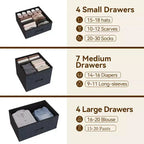 Cassettiera a 15 cassetti, mobile contenitore alto con struttura in metallo e piano in legno, cassettiera in tessuto per soggiorno, unità di archiviazione multifunzione