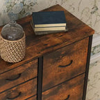 Cassettiera a 15 cassetti, mobile contenitore alto con struttura in metallo e piano in legno, cassettiera in tessuto per soggiorno, unità di archiviazione multifunzione