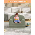 Divano e Lounge Convertibile per Bambini 2-in-1, Divano Letto a Mezzaluna, Letto Pieghevole in Pile Orsetto per Bambini, Fodera Lavabile in Lavatrice