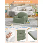 Divano e Lounge Convertibile per Bambini 2-in-1, Divano Letto a Mezzaluna, Letto Pieghevole in Pile Orsetto per Bambini, Fodera Lavabile in Lavatrice