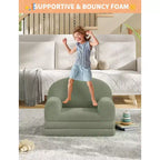 Divano e Lounge Convertibile per Bambini 2-in-1, Divano Letto a Mezzaluna, Letto Pieghevole in Pile Orsetto per Bambini, Fodera Lavabile in Lavatrice