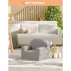 Divano e Lounge Convertibile per Bambini 2-in-1, Divano Letto a Mezzaluna, Letto Pieghevole in Pile Orsetto per Bambini, Fodera Lavabile in Lavatrice