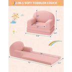 Divano e Lounge Convertibile per Bambini 2-in-1, Divano Letto a Mezzaluna, Letto Pieghevole in Pile Orsetto per Bambini, Fodera Lavabile in Lavatrice