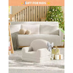 Divano e Lounge Convertibile per Bambini 2-in-1, Divano Letto a Mezzaluna, Letto Pieghevole in Pile Orsetto per Bambini, Fodera Lavabile in Lavatrice