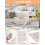 Divano e Lounge Convertibile per Bambini 2-in-1, Divano Letto a Mezzaluna, Letto Pieghevole in Pile Orsetto per Bambini, Fodera Lavabile in Lavatrice