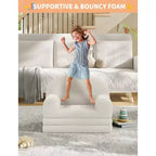 Divano e Lounge Convertibile per Bambini 2-in-1, Divano Letto a Mezzaluna, Letto Pieghevole in Pile Orsetto per Bambini, Fodera Lavabile in Lavatrice