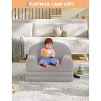 Divano e Lounge Convertibile per Bambini 2-in-1, Divano Letto a Mezzaluna, Letto Pieghevole in Pile Orsetto per Bambini, Fodera Lavabile in Lavatrice