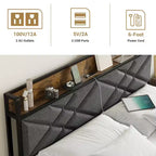 Letto a piattaforma matrimoniale King Size in metallo con testiera e pediera, 11" di spazio sotto il letto, facile da montare, non richiede rete, silenzioso, grigio