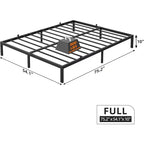 Telaio Letto in Metallo - Struttura Letto con Piattaforma Robusta con Spazio Contenitore, Supporti in Acciaio, Nessuna Rete a Molle Necessaria, Facile Montaggio, Silenzioso, Nero