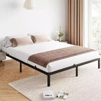 Telaio Letto in Metallo - Struttura Letto con Piattaforma Robusta con Spazio Contenitore, Supporti in Acciaio, Nessuna Rete a Molle Necessaria, Facile Montaggio, Silenzioso, Nero