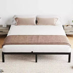 Telaio Letto in Metallo - Struttura Letto con Piattaforma Robusta con Spazio Contenitore, Supporti in Acciaio, Nessuna Rete a Molle Necessaria, Facile Montaggio, Silenzioso, Nero