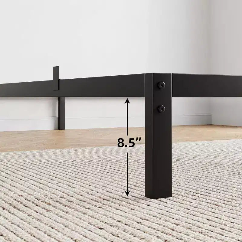 Telaio Letto in Metallo - Struttura Letto con Piattaforma Robusta con Spazio Contenitore, Supporti in Acciaio, Nessuna Rete a Molle Necessaria, Facile Montaggio, Silenzioso, Nero