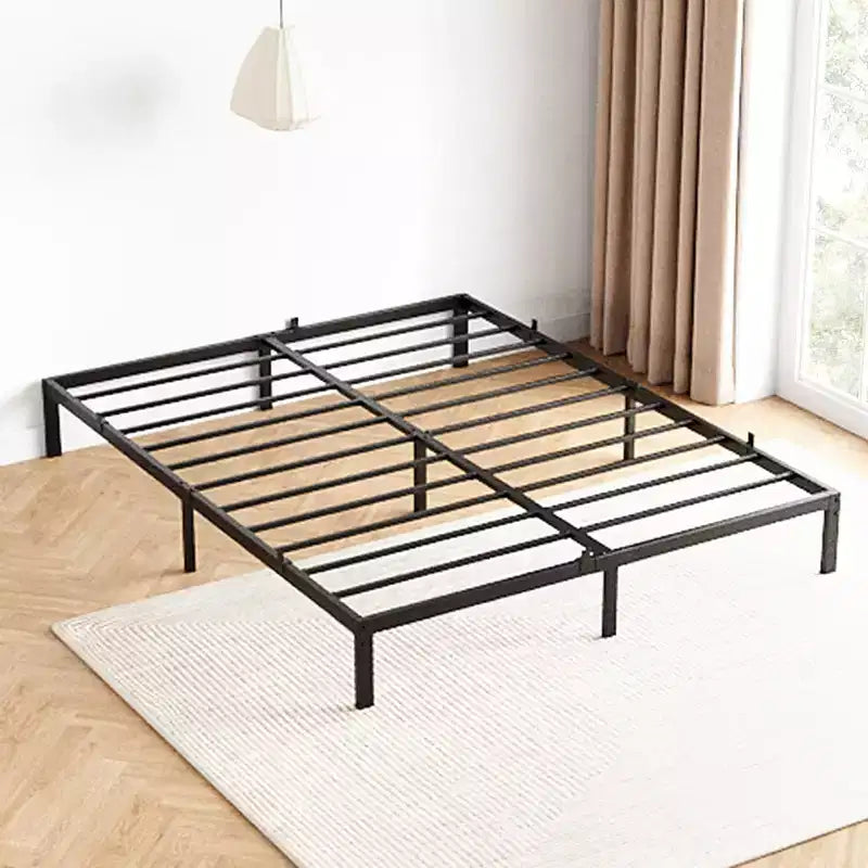 Telaio Letto in Metallo - Struttura Letto con Piattaforma Robusta con Spazio Contenitore, Supporti in Acciaio, Nessuna Rete a Molle Necessaria, Facile Montaggio, Silenzioso, Nero