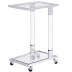 Tavolino moderno in vetro Okak con gambe in acrilico, tavolo a C con base in metallo cromato, tavolini da vassoio per soggiorno, camera da letto, balcone