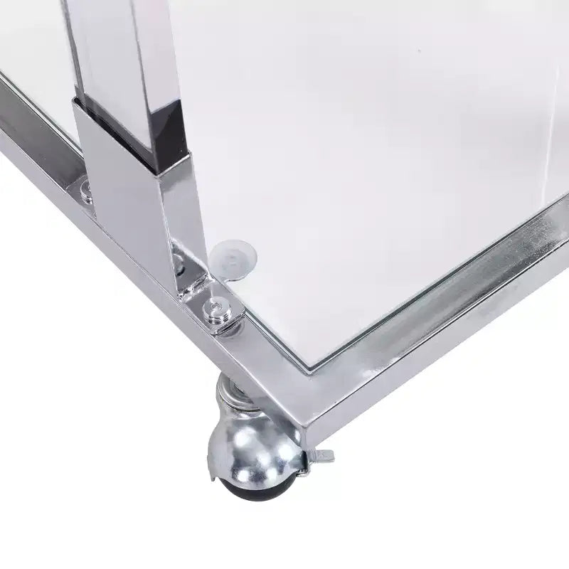 Tavolino moderno in vetro Okak con gambe in acrilico, tavolo a C con base in metallo cromato, tavolini da vassoio per soggiorno, camera da letto, balcone