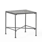 Tavolino Okak Minimalism con Struttura in Metallo e Design Rinforzato, Tavolino d'Appoggio con Piano Intrecciato, Tavolino Laterale per Soggiorno, Patio, Nero