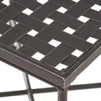 Tavolino Okak Minimalism con Struttura in Metallo e Design Rinforzato, Tavolino d'Appoggio con Piano Intrecciato, Tavolino Laterale per Soggiorno, Patio, Nero