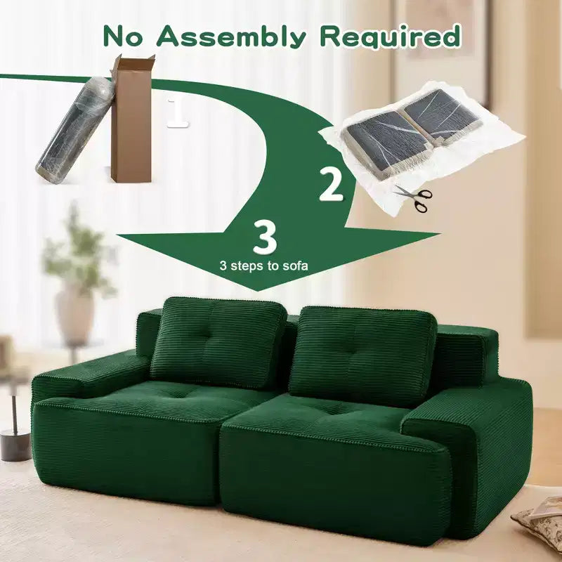 Divano componibile moderno Okak con design trapuntato e cuscini, divano a seduta profonda per soggiorno, appartamento, camera degli ospiti